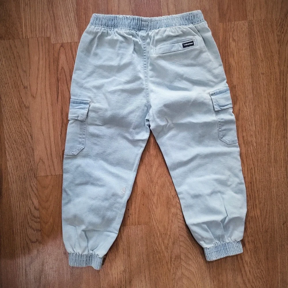 Volcom Boys 2 Piece Set Burnt Orange‎ Plaid Flannel Hoodie Cargo Jogger Pants 4T